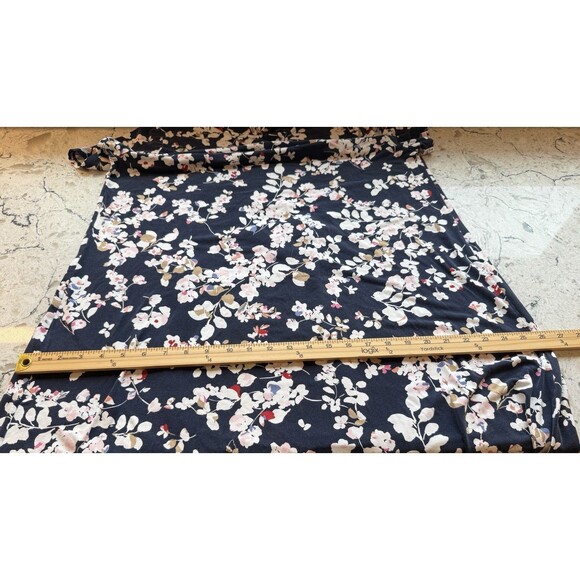 J JILL Wearever Collection Perfect T-Shirt Dress Large Navy Blue Waterfloral - Picture 9 of 10